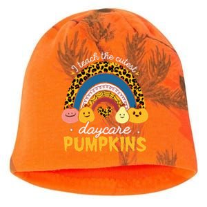 Rainbow I Teach The Cutest Pumpkin Halloween Daycare Teacher Kati - Camo Knit Beanie