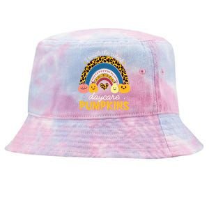 Rainbow I Teach The Cutest Pumpkin Halloween Daycare Teacher Tie-Dyed Bucket Hat