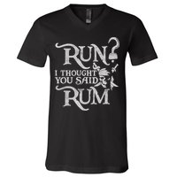 Run I Thought You Said Rum Funny Pirate Running Wine Lover V-Neck T-Shirt
