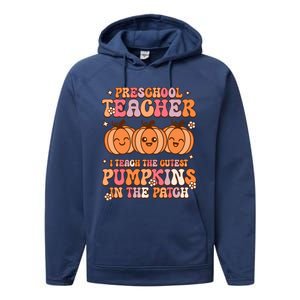 Retro I Teach Cutest Pumpkins In The Patch Preschool Teacher Performance Fleece Hoodie