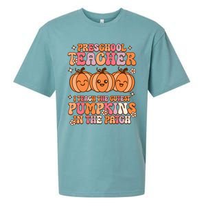 Retro I Teach Cutest Pumpkins In The Patch Preschool Teacher Sueded Cloud Jersey T-Shirt