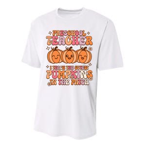 Retro I Teach Cutest Pumpkins In The Patch Preschool Teacher Performance Sprint T-Shirt