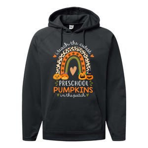 Rainbow I Teach The Cutest Pumpkins In Patch Fall Preschool Performance Fleece Hoodie