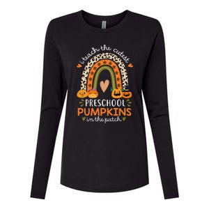 Rainbow I Teach The Cutest Pumpkins In Patch Fall Preschool Womens Cotton Relaxed Long Sleeve T-Shirt