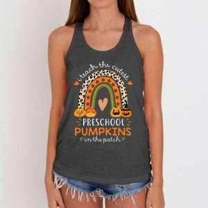 Rainbow I Teach The Cutest Pumpkins In Patch Fall Preschool Women's Knotted Racerback Tank