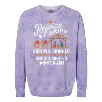 Rejoice In The Birth Of A Brown Skinned Christmas Christian Colorblast Crewneck Sweatshirt