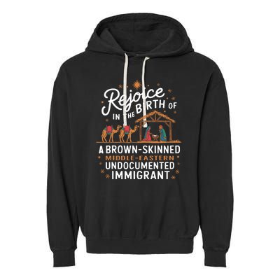 Rejoice In The Birth Of A Brown Skinned Christmas Christian Garment-Dyed Fleece Hoodie