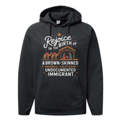 Rejoice In The Birth Of A Brown Skinned Christmas Christian Performance Fleece Hoodie