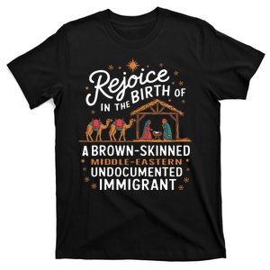 Rejoice In The Birth Of A Brown Skinned Christmas Christian T-Shirt