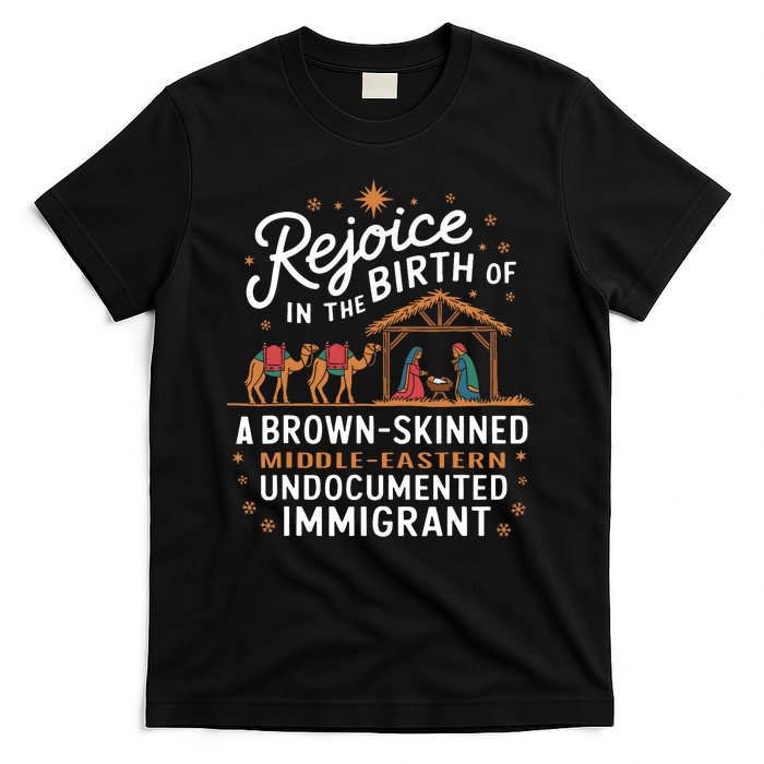 Rejoice In The Birth Of A Brown Skinned Christmas Christian T-Shirt