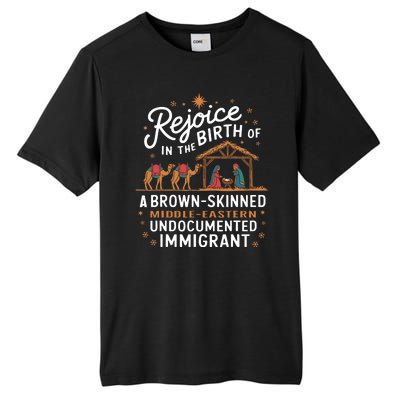 Rejoice In The Birth Of A Brown Skinned Christmas Christian Tall Fusion ChromaSoft Performance T-Shirt