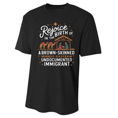 Rejoice In The Birth Of A Brown Skinned Christmas Christian Performance Sprint T-Shirt