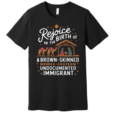 Rejoice In The Birth Of A Brown Skinned Christmas Christian Premium T-Shirt