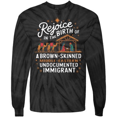 Rejoice In The Birth Of A Brown Skinned Christmas Christian Tie-Dye Long Sleeve Shirt