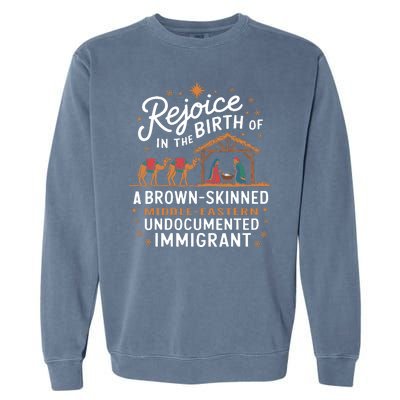 Rejoice In The Birth Of A Brown Skinned Christmas Christian Garment-Dyed Sweatshirt