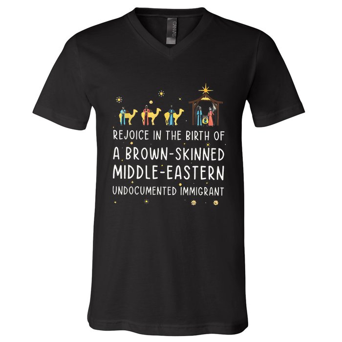 Rejoice In The Birth Of A Brown Skinned Middle Eastern V-Neck T-Shirt