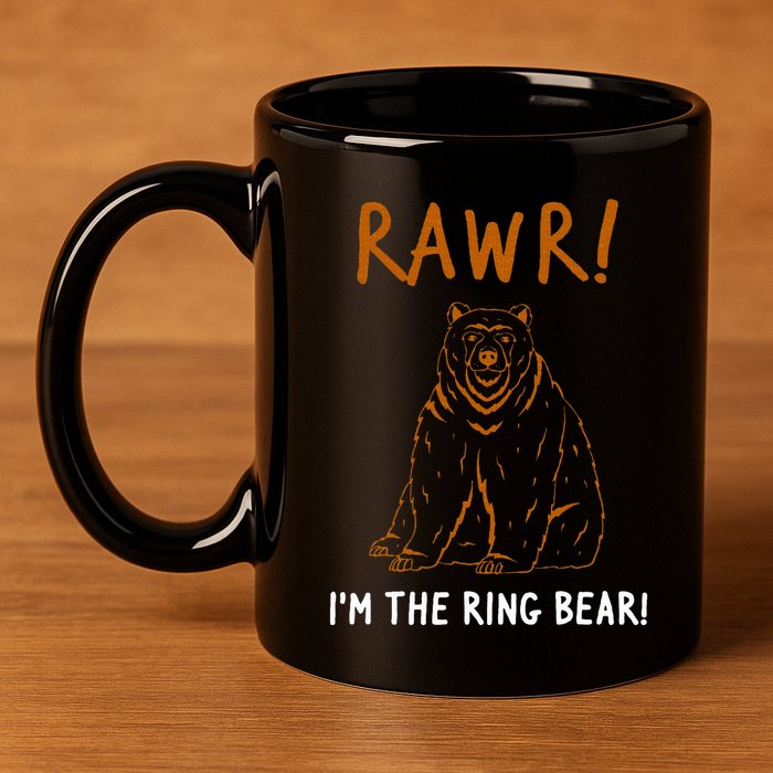 Rawr! Im The Ring Bear Boy Ring Bearer Wedding Event 11oz C Handle Ceramic Mug