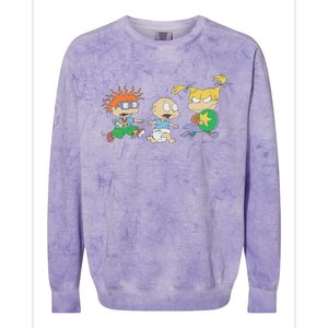 Rugrats Iconic Trio Angelica Tommy Chuckie Big Chest Logo Colorblast Crewneck Sweatshirt