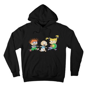 Rugrats Iconic Trio Angelica Tommy Chuckie Big Chest Logo Hoodie