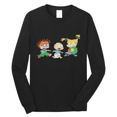 Rugrats Iconic Trio Angelica Tommy Chuckie Big Chest Logo Long Sleeve Shirt