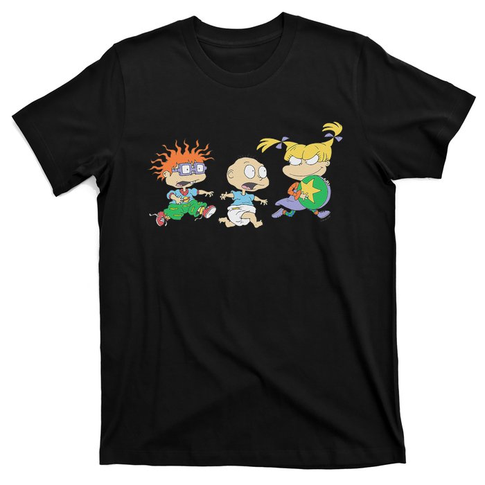 Rugrats Iconic Trio Angelica Tommy Chuckie Big Chest Logo T-Shirt