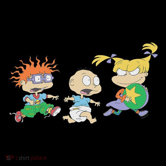 Rugrats Iconic Trio Angelica Tommy Chuckie Big Chest Logo T-Shirt