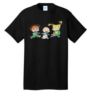 Rugrats Iconic Trio Angelica Tommy Chuckie Big Chest Logo Tall T-Shirt