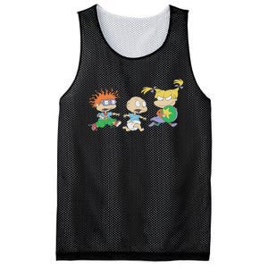 Rugrats Iconic Trio Angelica Tommy Chuckie Big Chest Logo Mesh Reversible Basketball Jersey Tank