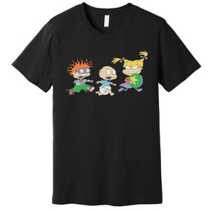 Rugrats Iconic Trio Angelica Tommy Chuckie Big Chest Logo Premium T-Shirt