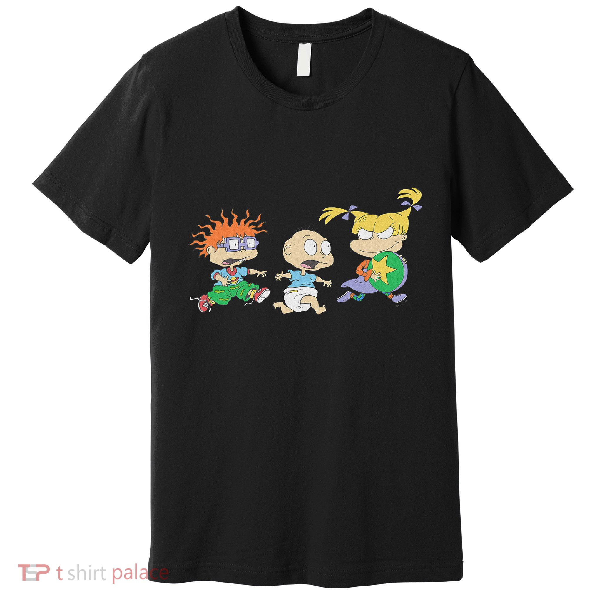 Rugrats Iconic Trio Angelica Tommy Chuckie Big Chest Logo Premium T-Shirt