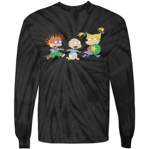 Rugrats Iconic Trio Angelica Tommy Chuckie Big Chest Logo Tie-Dye Long Sleeve Shirt