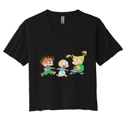 Rugrats Iconic Trio Angelica Tommy Chuckie Big Chest Logo Crop Top