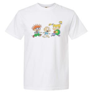 Rugrats Iconic Trio Angelica Tommy Chuckie Big Chest Logo Garment-Dyed Heavyweight T-Shirt