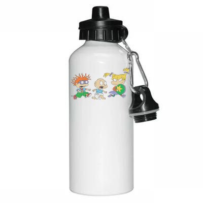 Rugrats Iconic Trio Angelica Tommy Chuckie Big Chest Logo Aluminum Water Bottle 