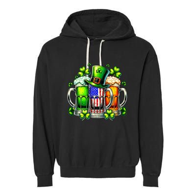 Retro Irish Usa Flag Ireland St PatrickS Day Drinking Party Garment-Dyed Fleece Hoodie