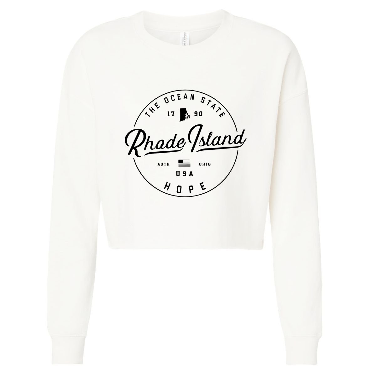 Rhode Island Us State Travel Vacation Ri Usa Cropped Pullover Crew