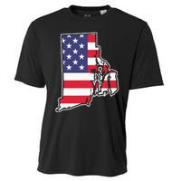 Rhode Island Usa Flag State Outline Patriotic American Cooling Performance Crew T-Shirt