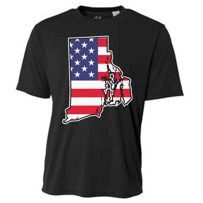 Rhode Island Usa Flag State Outline Patriotic American Cooling Performance Crew T-Shirt