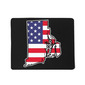 Rhode Island Usa Flag State Outline Patriotic American Mousepad