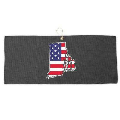 Rhode Island Usa Flag State Outline Patriotic American Large Microfiber Waffle Golf Towel