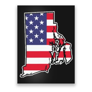 Rhode Island Usa Flag State Outline Patriotic American Poster