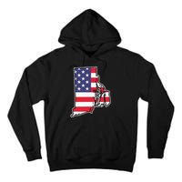 Rhode Island Usa Flag State Outline Patriotic American Tall Hoodie