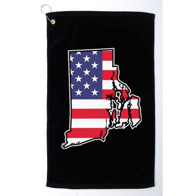 Rhode Island Usa Flag State Outline Patriotic American Platinum Collection Golf Towel