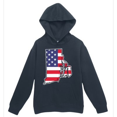 Rhode Island Usa Flag State Outline Patriotic American Urban Pullover Hoodie