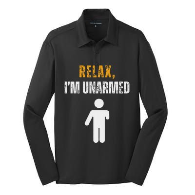 Relax I’M Unarmed Funny Hand Amputee Silk Touch Performance Long Sleeve Polo