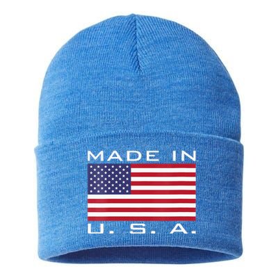  RAISED IN USA FLAG AMERICAN MADE BRED AMERICA  Sustainable Knit Beanie