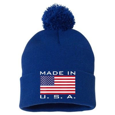  RAISED IN USA FLAG AMERICAN MADE BRED AMERICA  Pom Pom 12in Knit Beanie