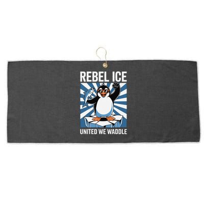 Rebel Ice United We Waddle Flippers Up I Stand With Large Microfiber Waffle Golf Towel