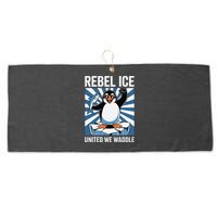 Rebel Ice United We Waddle Flippers Up I Stand With Large Microfiber Waffle Golf Towel