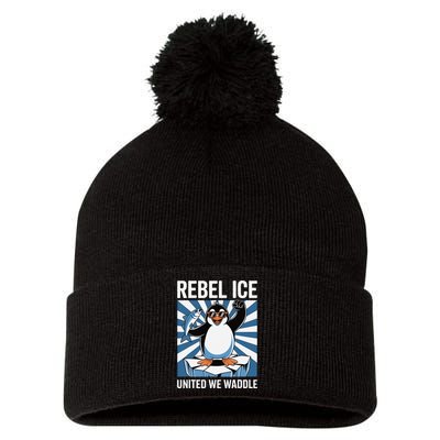 Rebel Ice United We Waddle Flippers Up I Stand With Pom Pom 12in Knit Beanie